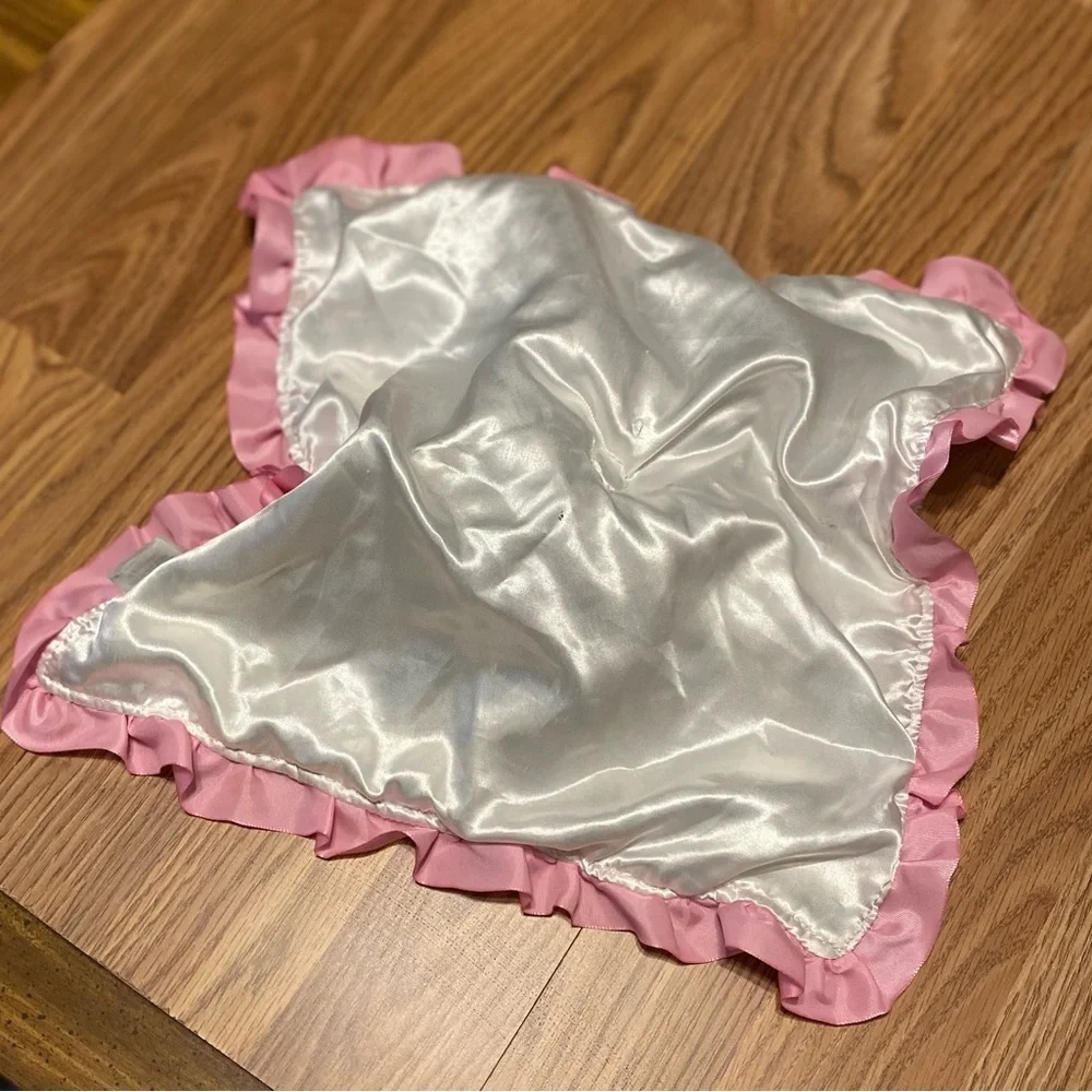 Okie Dokie Leopard Print Plush Blanket with Pink Trim Lovie Satin